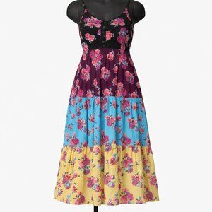 Torrid Betsey Johnson Floral Tiered Midi Dress 5X Pockets Whimsigoth Punk Rock